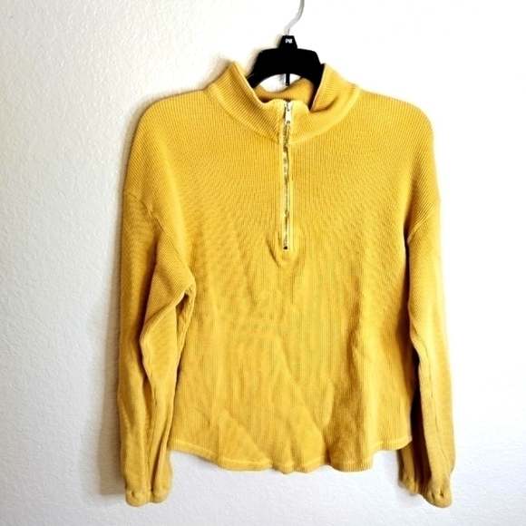 Madewell MWL Waffle Half-Zip Shirttail Sweatshirt sz Xs - Picture 2 of 8